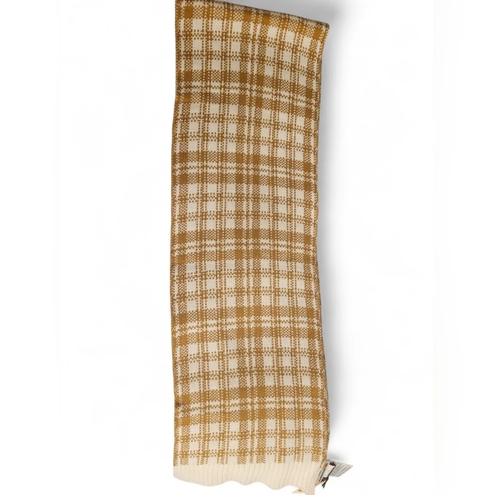Timberland Scarf One Size Wheat Plaid NWT Tan Ivory Cream Winter Warm Soft